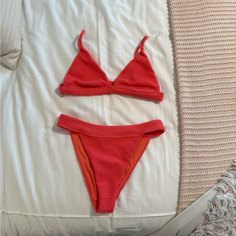 Pacsun Pink Textured Bikini Set